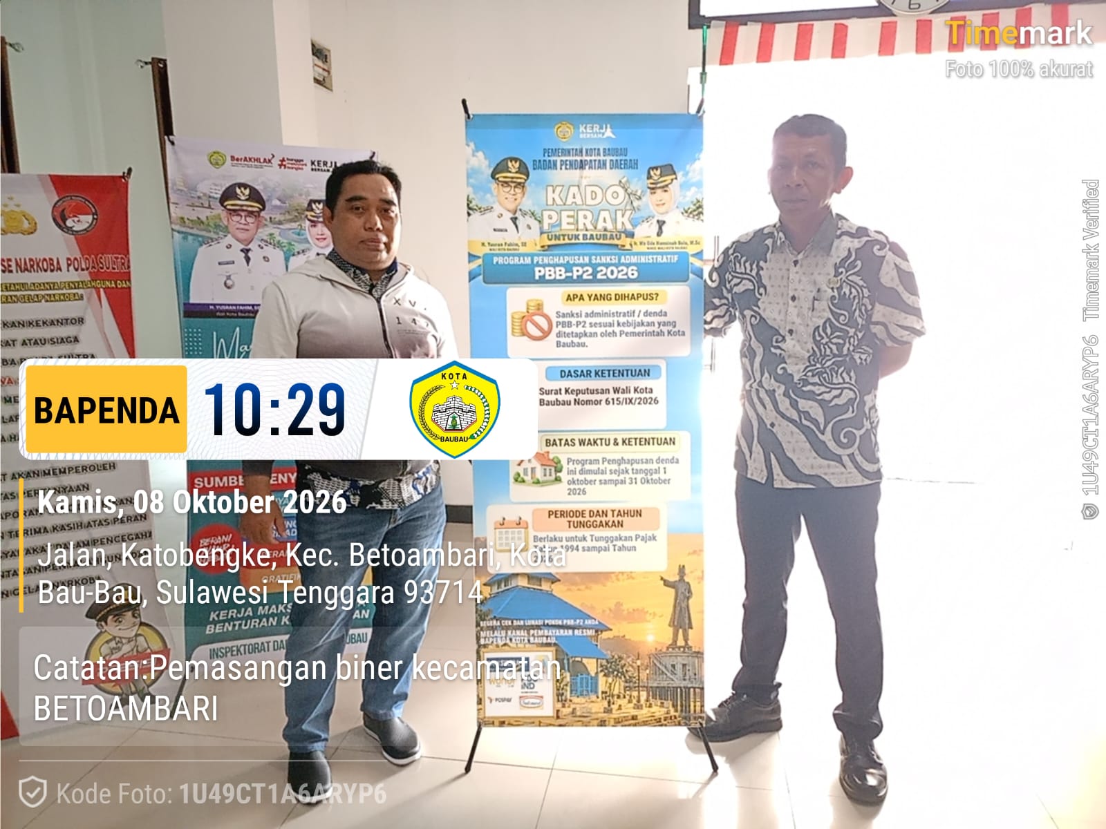 Semarak HUT Ke-25 Baubau: Bapenda Pasang Banner Sosialisasi Bebas Denda PBB-P2 di Seluruh Kecamatan Kota Baubau